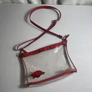 Capri Designs Clear Red Stadium Approved Crossbody Bag Arkansas Razorback Hogs